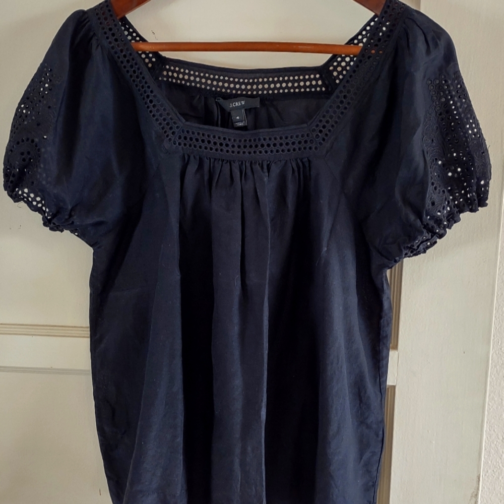 Women's J. Crew  Eyelet Peasant Top Size 4